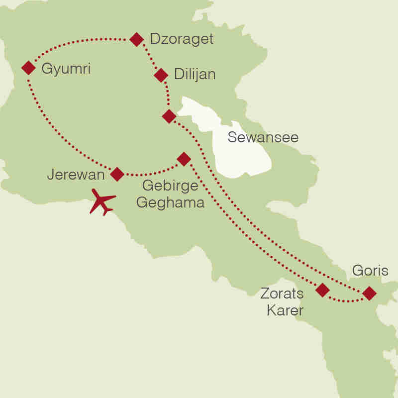 Reiseroute: Rundreise Armenien