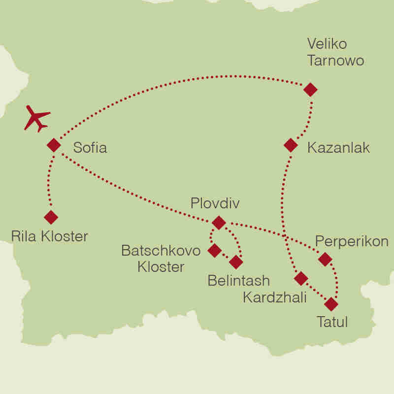 Reiseroute: Bulgarien Reise