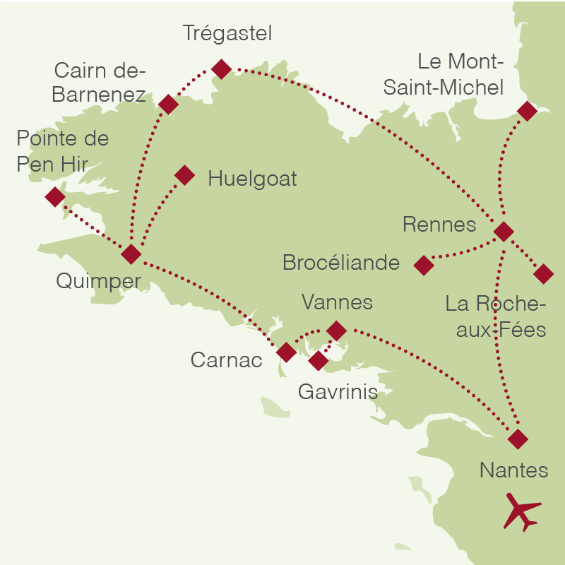 Reiseroute: Rundreise Bretagne
