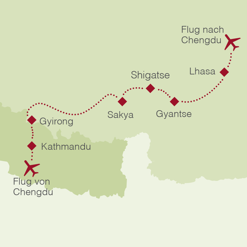 Reiseroute: Nepal & Tibet