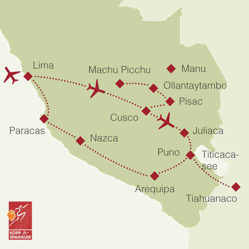 Reiseroute: Rundreise Peru