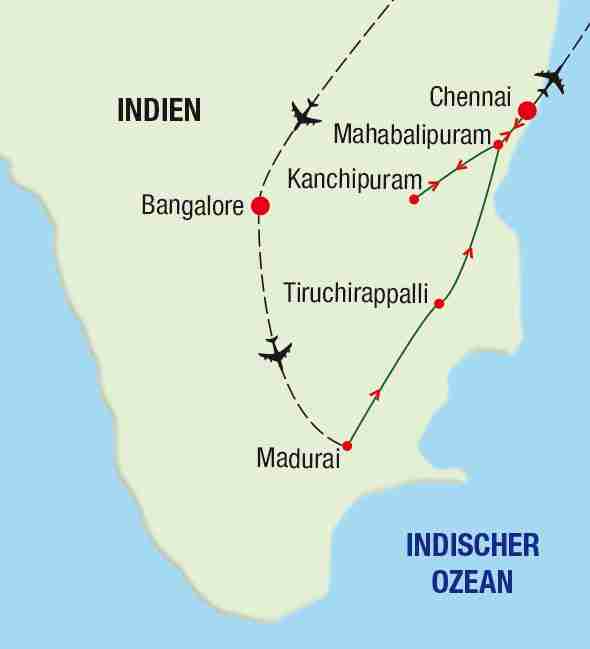Reiseroute: Südindien