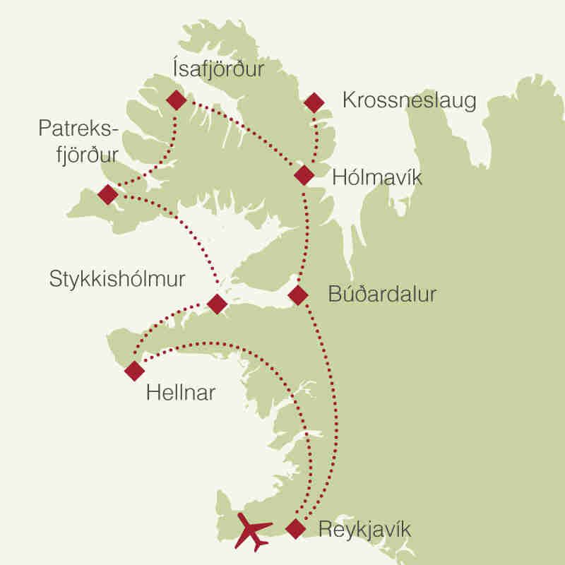 Reiseroute: Westfjorde Island